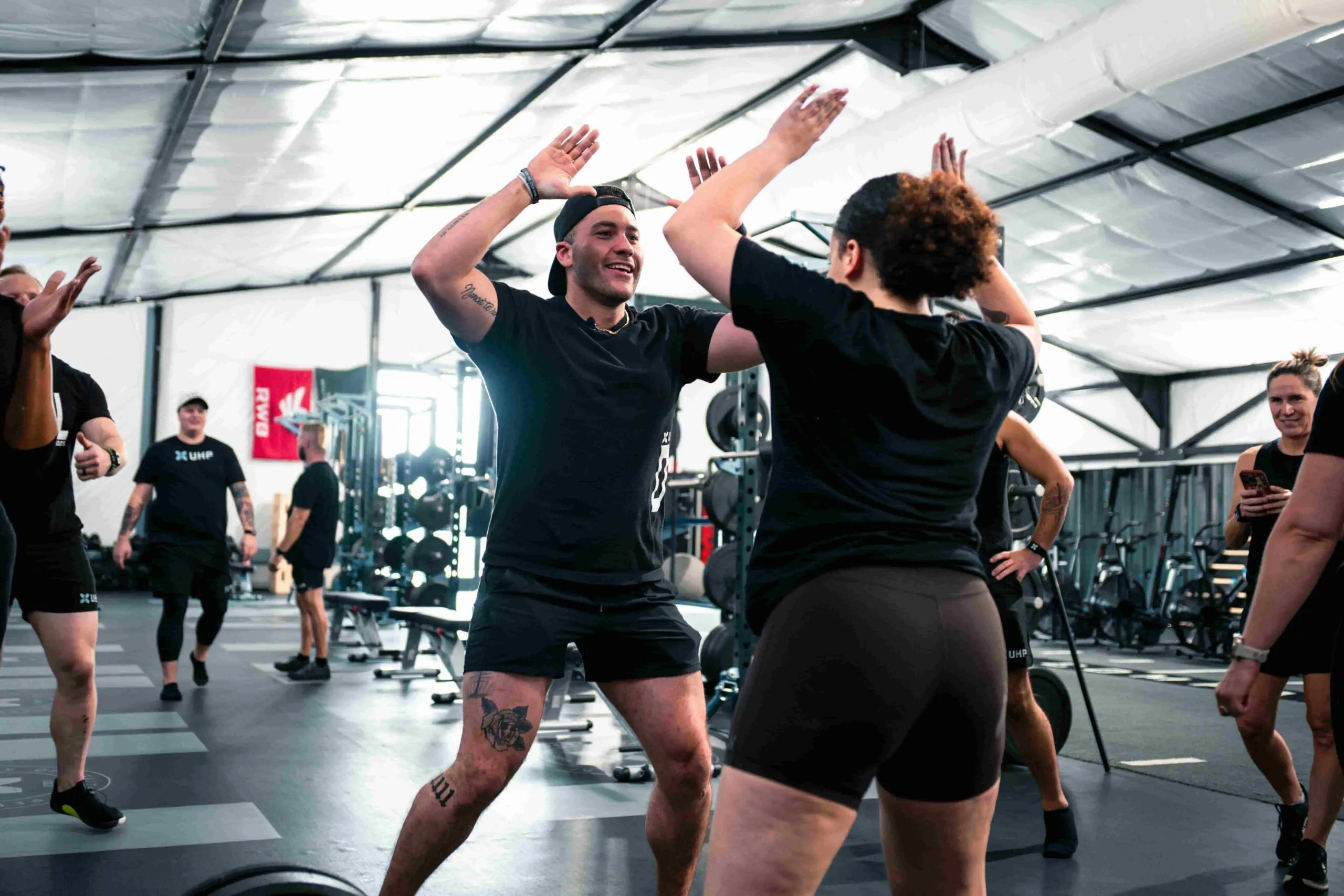 double high five in the gym